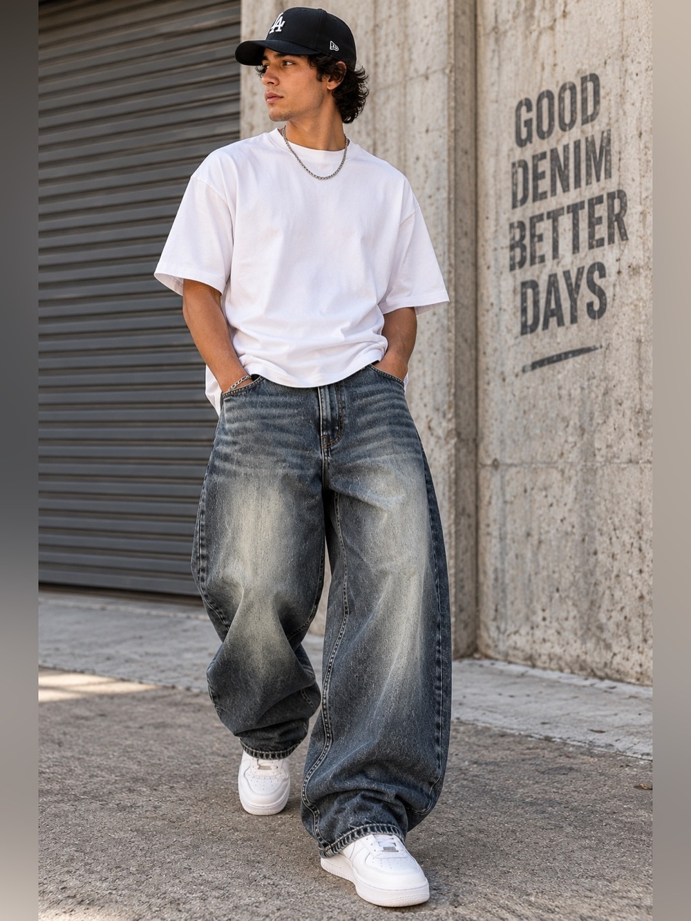 SHAKA WEAR Baggy Balloon Jeans Men’s 28x29.5 Blue Washed Wide Leg Streetwear Y2K